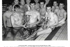 1990-Scottish-WP-Scottish-Cup-and-League-Champions-Dunfermline-with-Trophies